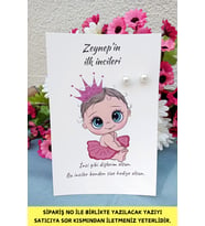 30 Adet İnci Küpe  Pembe Elbiseli Kız - 6 Ay Kına Hediyesi - Diş Buğdayı - 