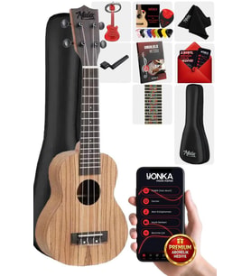 Midex SPA-211 Zebrano Ağacı Kaliteli Soprano Ukulele Seti