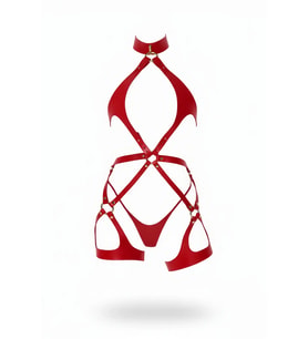 Mulvxbrf Brf02 Kırmızı Harness Takım Deri Metal Halka Detaylı - Brf1331 (Mulvix)