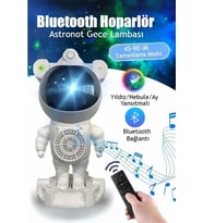 Galaksi Işık Projektörü ve Bluetooth Hoparlör, Yatak Odası İçin Zamanlayıcıyla (Krem)