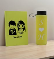 BK Gift Sevgiliye Özel İsimli Sarı Defter ve Cam Matara Hediye Seti-1, Sevgiliye Hediye, Sevgililer Günü, Yeni İş Hediyesi