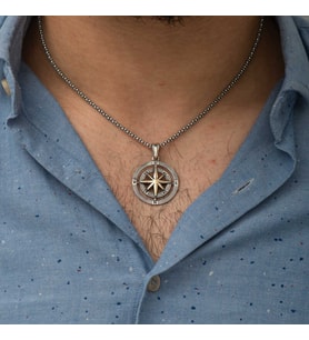 925 Ayar Gümüş Pusula Unisex Kolye