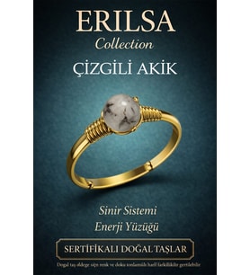 Sertifikalı Sinir Sistemi Enerji Yüzüğü – Çizgili Akik Ayarlanabilir Gold İnce Kasa İkizler Yengeç (Çok Renkli)