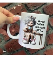 Size Özel Sabah Kahve İçmeden Ben Seramik Baskılı Kupa Bardaklar