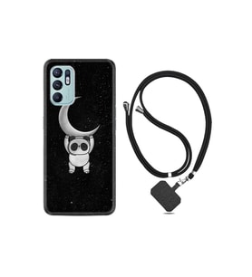 Tecno Spark 6 Go Kılıf Resimli Desenli Silikon Boyun Askılı Panda Moon 18mate10lite