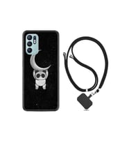 Tecno Spark 6 Go Kılıf Resimli Desenli Silikon Boyun Askılı Panda Moon 18mate10lite