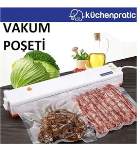 Küchen Pratic 18x23cm 40 adet Vakum Makinelerine Uyumlu Tırtıklı (Gofrajlı) Vakum Poşeti