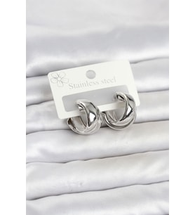 Gümüş Renk Asimetrik Halka Model Kadın Küpe - EBJ260822W46278
