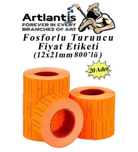 Fiyat Etiketi Turuncu 800'lü 20 Paket 12x21mm Fosforlu Turuncu Fiyat Etiketi Mx-5500 M5500 Hg979 Motex Etiket Makinesi Yedeği