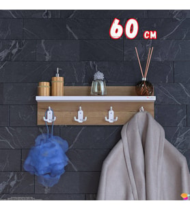 Modilayn Kedi Serisi 56,4x18 cm 4’lü Banyo Askısı Seti  12 Kancalı Raflı Düzenleyici Yer Tasarrufu.