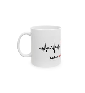 Kalbim Seninle Her An Seninle Romantik Kalp Atışı Porselen Kahve Kupası 330 ml KF23052612