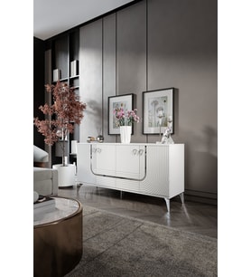 Art Konsol Mdf Mebran Kapak Beyaz Gümüş