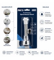 12 ADET MUSLUK UCU FİLTRESİ 2 FONKSİYONLU SPİRALLİ YAYLI - 360° DERECE DÖNEBİLEN BAŞLIK 16-19MM CAŞLIK ÇAPI (5343)