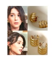 Gold 3 Sıra Bombeli Çelik Küpe Seti