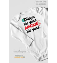 Dünya bir yana, amcam bir yana Uzun Kollu Çıtçıtlı Bebek Body