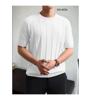 Erkek Slim Dar Bisiklet Yaka Düz Triko T-Shirt
