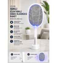 Glr LTD-618 Şarj Edilebilir Sivrisinek Raketi Sinek Öldürücü Tuzak Lamba Type-C Şarjlı Stantlı