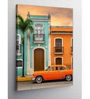 Kanvas Tablo Turuncu Klasik Araba