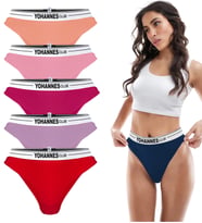 Yohannes Club, Kadın Lastik Kemerli Brazilian Külot, Çok Renkli, Çoklu Paket, 5'li Paket,