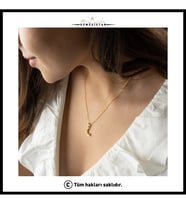 925 Ayar Gümüş Minimal AY Yıldız Kolye