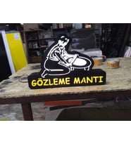 Gözleme ve Mantı Yazılı Tabela 3D Led Neon Etkili Işıklı Tabela 30X45 CM Tek Taraflı