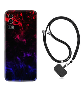 General Mobile Gm 23 Kılıf Silikon Boyun Askılı İpli Desenli Silikon Blue Red Fire 1637