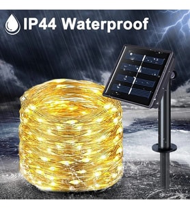 TechTic Solar 100 Led 12Metre Güneş Enerjili Bahçe Ev Parti Perde Süsü Aksesuarı Noel Yılbaşı Ağacı Işığı Ip65