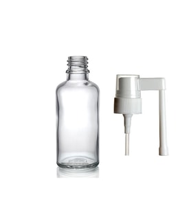 50ml şeffaf ağız spreyi başlıklı cam şişe,24 adet, ağız spreyi şiesi, cam şişe, medikal şişe