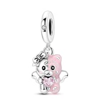 Pembe Gümüş Tatlı Ayıcık Sallantılı Charm