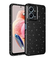 Xiaomi Redmi Note 12 4G Kılıf Kamera Korumalı Simli Lüks Işıltılı Silikon (Siyah)