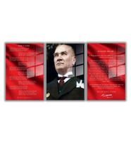 Temperli Gerçek Cam Tablo Seti Mavi Gözlü Atatürk İstiklal Marşı ve Gençliğe Hitabe