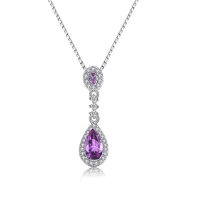 Ametist Taşı Lusso Damla Diamond Kadın Gümüş Kolye