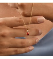 14 Ayar Altın Kaplama Minimal Uğur Böceği Gümüş Kolye - CNE00137