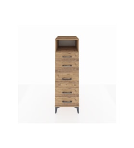 Kronos Dolap Tek Raflı 5 Çekmeceli 44x59x134 Çam-Çam