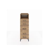 Kronos Dolap Tek Raflı 5 Çekmeceli 44x59x134 Çam-Çam
