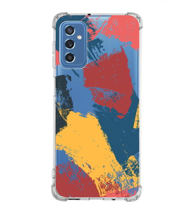 Samsung Galaxy M52  Köşe Korumalı Antişok Kapak Brush Stroke Tasarımlı Şeffaf Silikon Kılıf