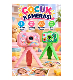 Çocuk Dijital Fotoğraf Makinesi 1080P HD LCD Ekranlı – Filtre, Çerçeve ve Oyun Özellikli