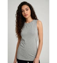 Tommy Life Basic O Yaka Sıfır Kol Slim Fit Kadın Atlet Gri 97313