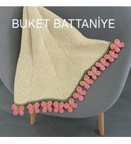 el yapımı kelebekli battaniye, buket şal , buket battaniye , buket şeklinde kelebekli buket 70-80 cm (Pembe)