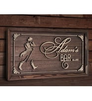 BK Gift Özel Yapım İsimli Kabartma Figür Temalı Meşe Ağacı Ahşap Bar Tablosu, Ev Dekorasyonu, Duvar Dekoru, Bar Tablo-2