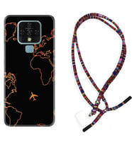 Tecno Camon 16 18P Pova Kılıf Boyun Asklı Rasta Silikon Harita ve Uçak 1777