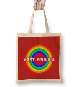 West Virginia Vintage Retro Rainbow Style Bez Çanta Uzun Saplı