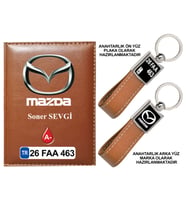 Plakanıza Özel Mazda Logolu Taba Ruhsat Kabı ve Anahtarlık