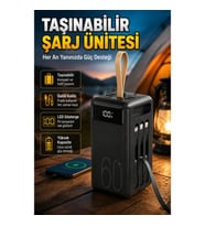 Çoklu Çıkışlı LED Ekranlı Taşınabilir Powerbank – 4 Kablolu ve Fenerli