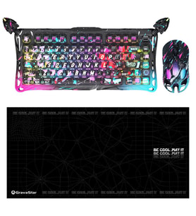 Gravastar V75 Pro Manyetik Kablolu Gaming Klavye, XPro Kablosuz Optik Mouse ve Mousepad Oyuncu Seti, Neon Graffiti