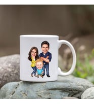 Kişiye Özel Bardak - Karikatür Bardak - 3 Kişi Aile Bardağı