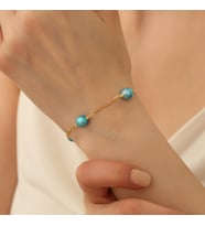 925 Ayar Gümüş Okyanus Mavisi Tatlısu İncisi Bileklik-7.15mm (Gold)