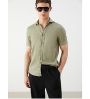 LCW Vision Yeşil Regular Fit Kısa Kollu Erkek Gömlek