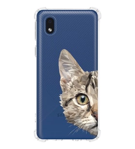 Samsung Galaxy A01 Core Uyumlu Köşe Korumalı Antişok Kapak Catface Tasarımlı Şeffaf Silikon Kılıf