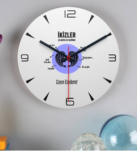 Kişiye Özel İkizler Burcuna Hediye Duvar Saati